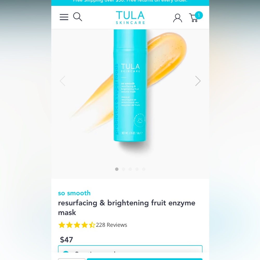 BNIB TULA SKINCARE SO SMOOTH ENXYME MASK